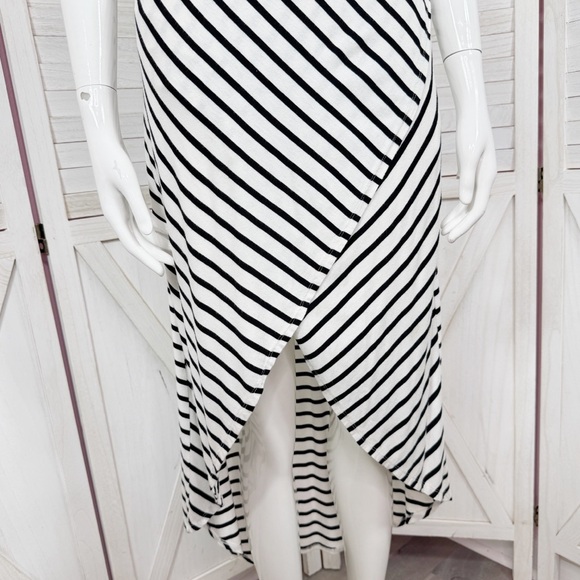 Y2K Bebe Striped Faux Wrap High Low Maxi Dress Sundress White Black Small - Picture 7 of 12